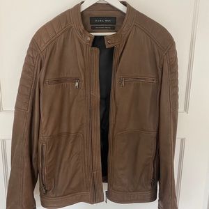 Zara Brown Leather Bike Jacket